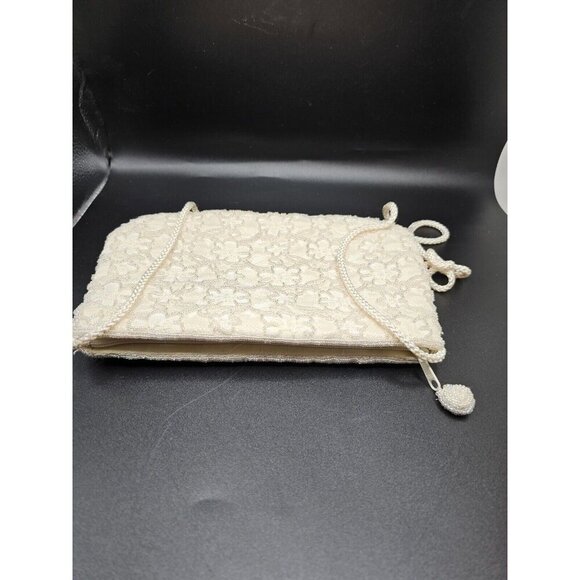Vintage Andre Cellini Cream Iridescent Beaded Formal Shoulder Bag Purse - Picture 5 of 8
